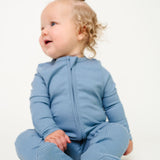 Rib Knit Zip-Up Footie Pajama - Atlantic