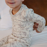2pc Long Sleeve Pajama Set - Jurassic Park Fossils
