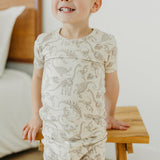 2pc Short Sleeve Pajama Set - Jurassic Park Fossils