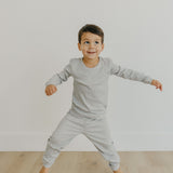 2pc Rib Knit Long Sleeve Pajama Set - Ash