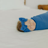 Rib Knit Headband Bow - Indigo