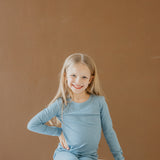 2pc Rib Knit Long Sleeve Pajama Set - Atlantic