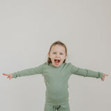 2pc Rib Knit Long Sleeve Pajama Set - Clover