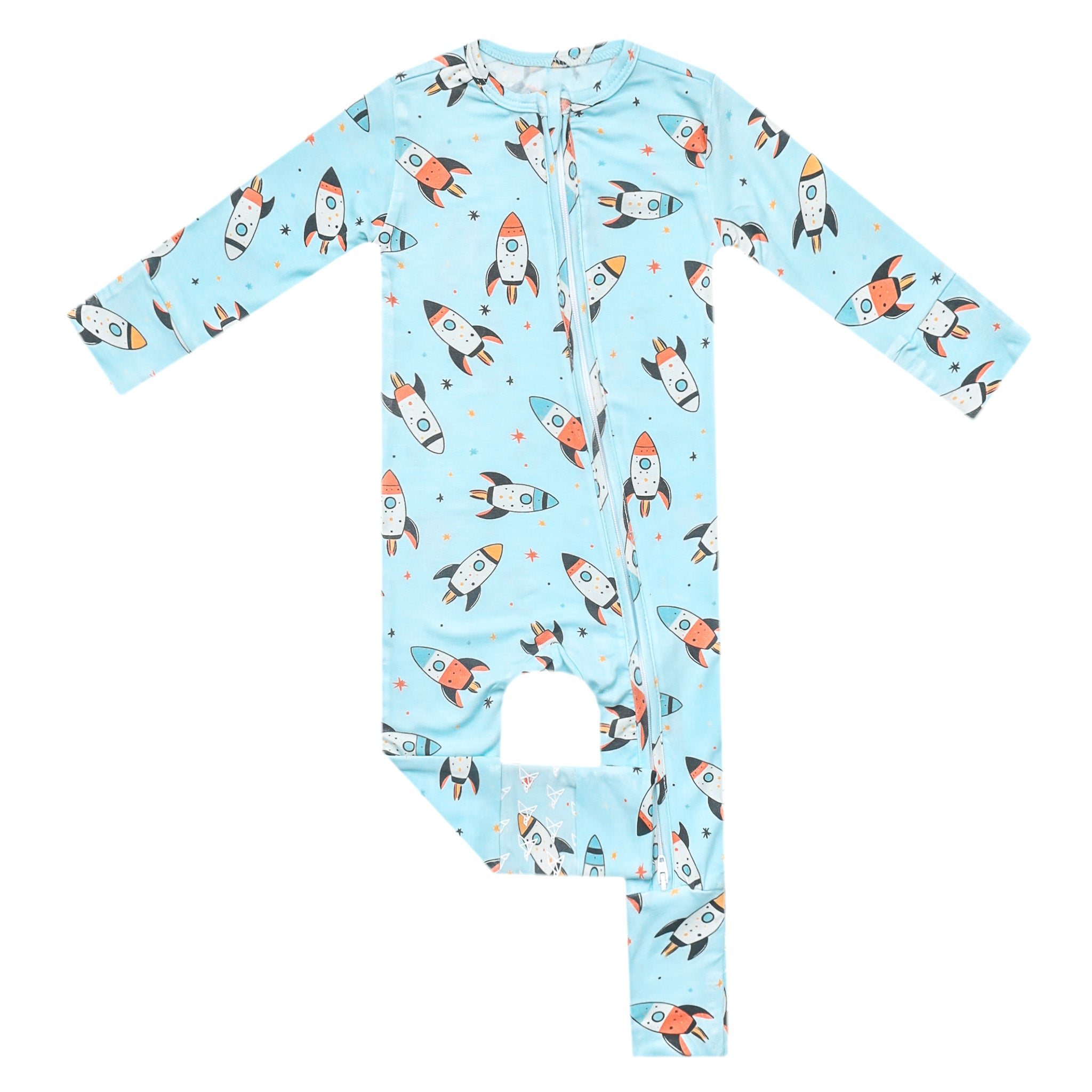 Bamboo Convertible Zip-Up Footie - Rocketeer