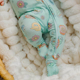 Convertible Zip-Up Footie Pajama - Sesame Street Retro Floral