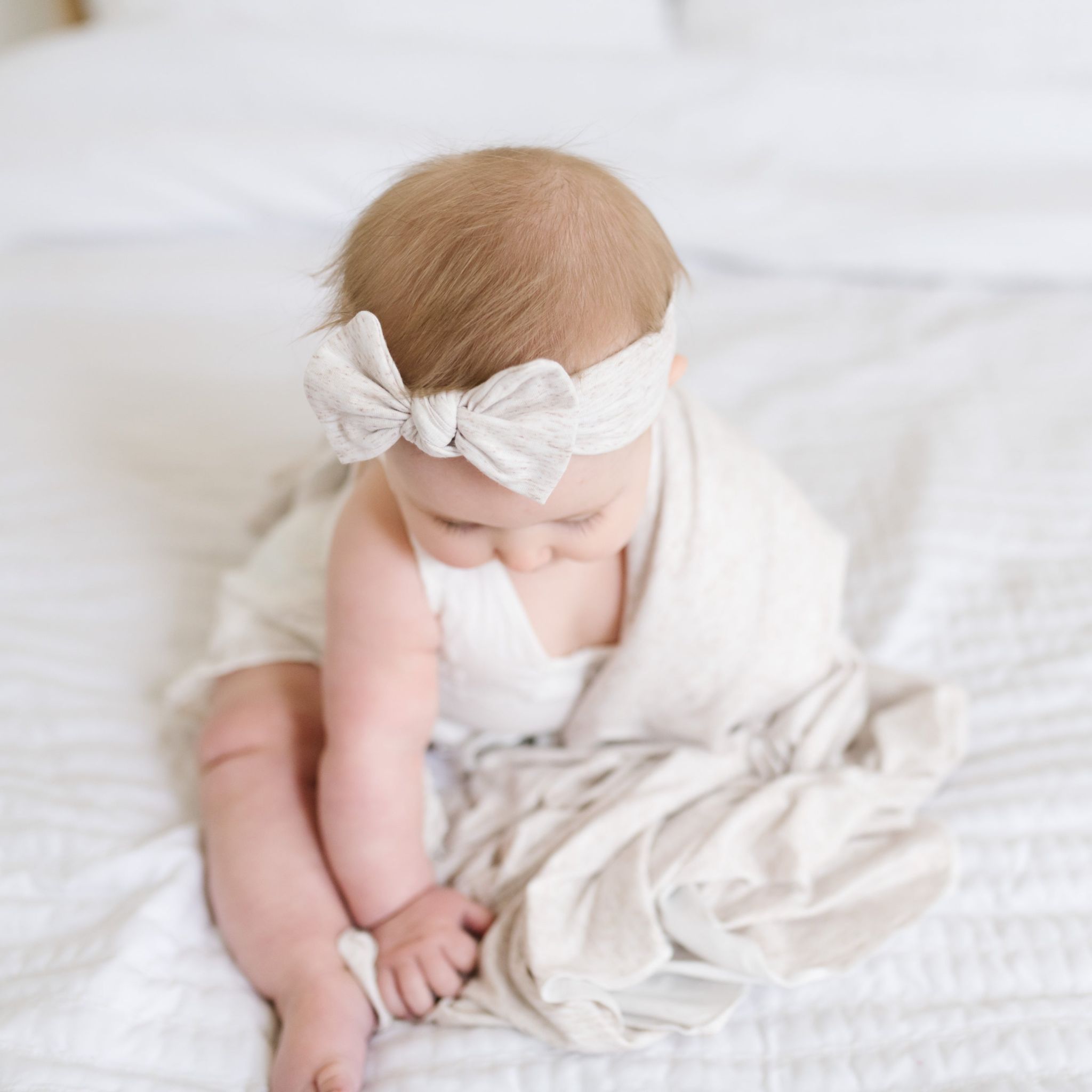 Knit Headband Bow - Oat