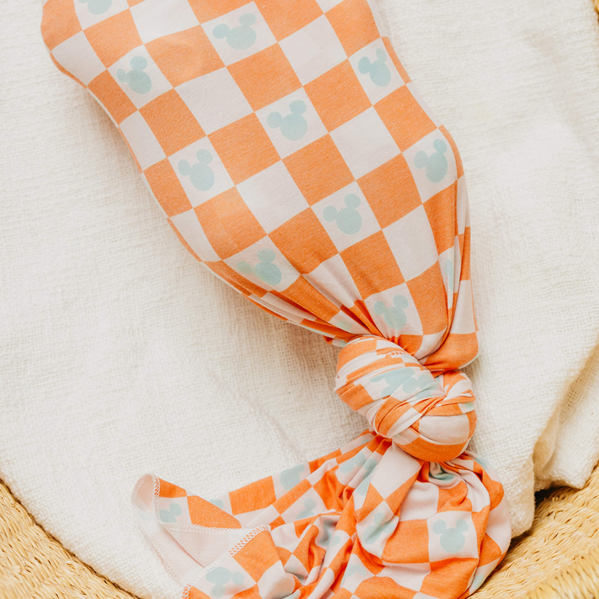 Knit Swaddle Blanket - Mickey Mouse Check