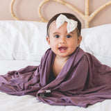 Knit Swaddle Blanket - Plum