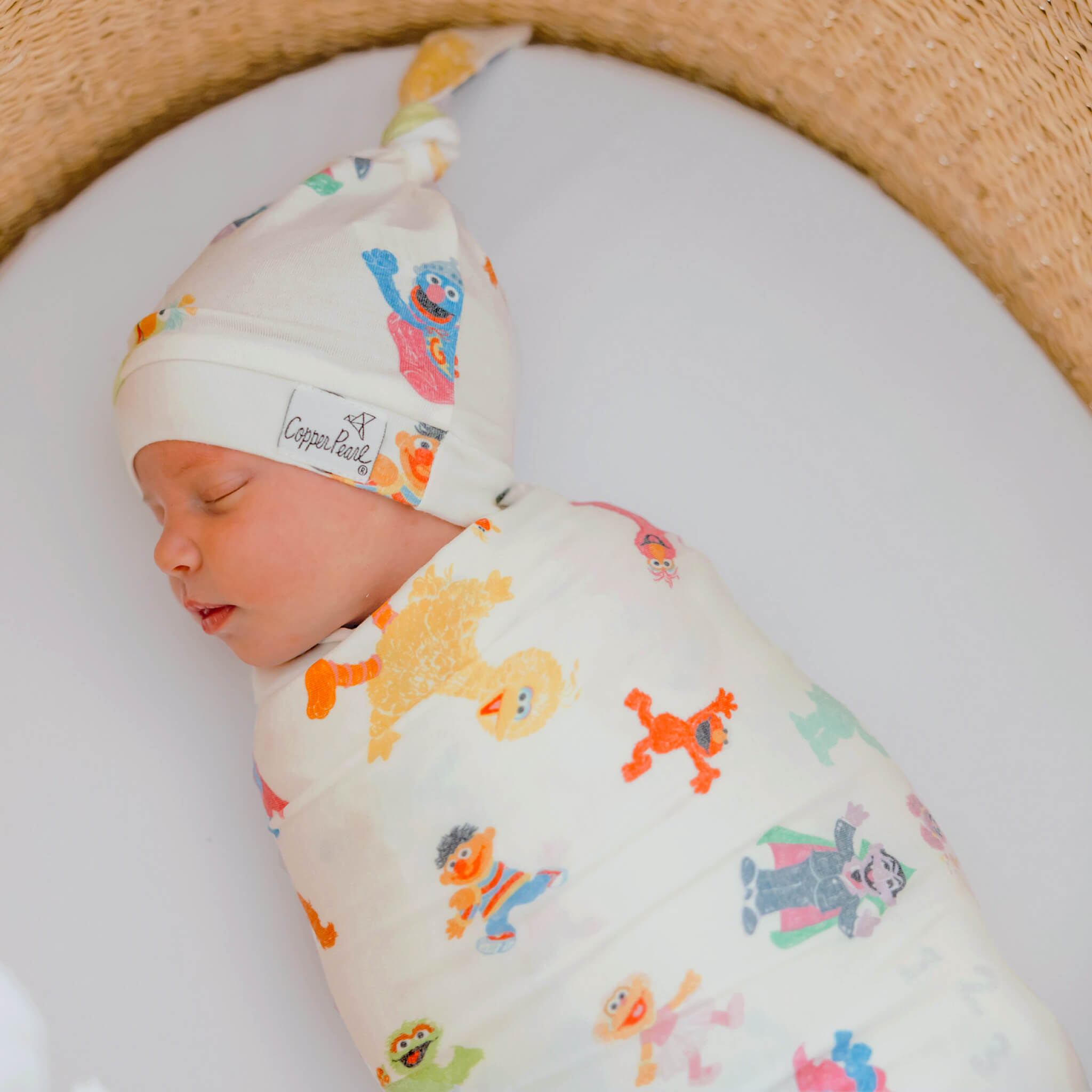 Knit Swaddle Blanket - Sesame Friends