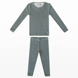 2pc Rib Knit Long Sleeve Pajama Set - Moss