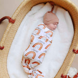 Personalized Baby Name Swaddle Blanket - Neutral Rainbow