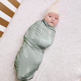 Personalized Baby Name Swaddle Blanket - Sage