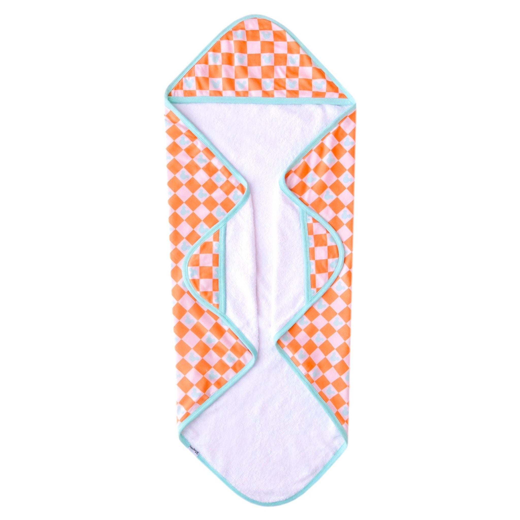 Premium Baby Knit Hooded Towel - Mickey Mouse Check
