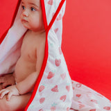 Premium Baby Knit Hooded Towel - Strawberry