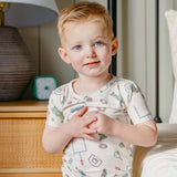 2pc Short Sleeve Pajamas with Pants - Sesame Street Varsity Friends