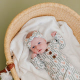 Wood Button Newborn Knotted Gown - Constance