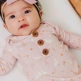 Wood Button Newborn Knotted Gown - Gigi