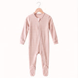 Bamboo Waffle Footie - Blush