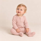 Bamboo Waffle Footie - Blush