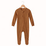 Bamboo Waffle Footie - Camel