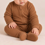 Bamboo Waffle Footie - Camel